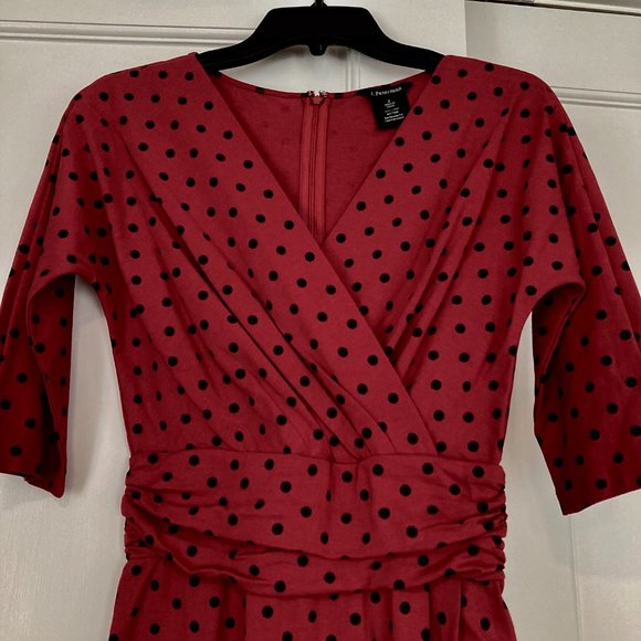 HOLIDAYS! J. Peterman Polka Dot Cummerbund Dress NWOT • Size 2 - Picture 2 of 8